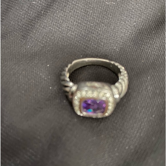 Amethyst stainless steel ring, size 8. - Picture 1 of 2